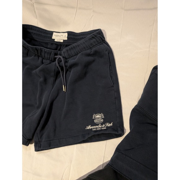 Abercrombie Fitch Mens M Soft A&F Relaxed Fleece Shorts Navy Blue Black Cotton - Picture 7 of 11